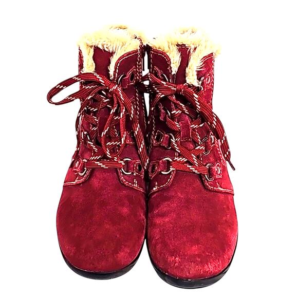 Earth Origins Womens Crowley Maroon Suede Lace Up Ankle Bootie Boot Zip Size 9.5 - Picture 2 of 10
